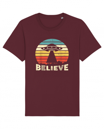 Believe Vintage Alien UFO Burgundy