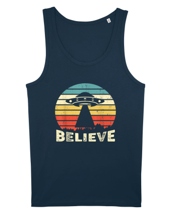 Believe Vintage Alien UFO Navy