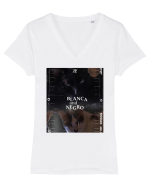 Blanca  and Negro Tricou mânecă scurtă guler V Damă Evoker