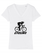 Cycling Tricou mânecă scurtă guler V Damă Evoker