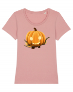 Halloween Pumpkin Tricou mânecă scurtă guler larg fitted Damă Expresser