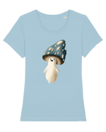 Blue Mushroom Tricou mânecă scurtă guler larg fitted Damă Expresser