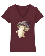 Purple Mushroom Tricou mânecă scurtă guler V Damă Evoker