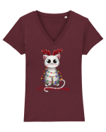 Christmas Kitty Tricou mânecă scurtă guler V Damă Evoker