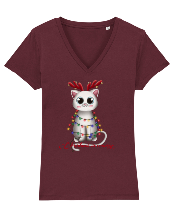 Christmas Kitty Burgundy