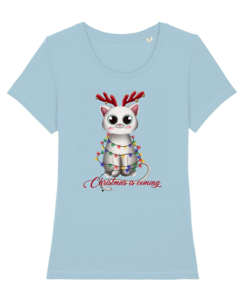 Christmas Kitty Sky Blue
