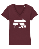 Cu Cortul - Aventura la Poalele Munților Tricou mânecă scurtă guler V Damă Evoker