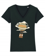 Air Balloon Saturn Tricou mânecă scurtă guler V Damă Evoker