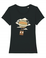 Air Balloon Saturn Tricou mânecă scurtă guler larg fitted Damă Expresser