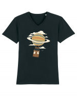 Air Balloon Saturn Tricou mânecă scurtă guler V Bărbat Presenter