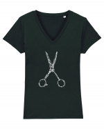 Barber's Scissors Tricou mânecă scurtă guler V Damă Evoker