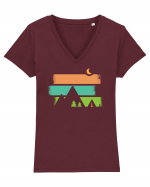 Cu Cortul - Aventura la Poalele Munților Tricou mânecă scurtă guler V Damă Evoker