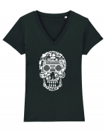 Retro Disco Skull Tricou mânecă scurtă guler V Damă Evoker