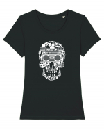 Retro Disco Skull Tricou mânecă scurtă guler larg fitted Damă Expresser