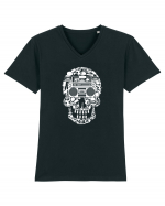 Retro Disco Skull Tricou mânecă scurtă guler V Bărbat Presenter