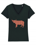 Ceramic Bull Tricou mânecă scurtă guler V Damă Evoker