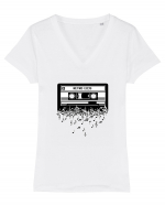 Cassette Retro 80s Tricou mânecă scurtă guler V Damă Evoker