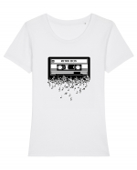 Cassette Retro 80s Tricou mânecă scurtă guler larg fitted Damă Expresser