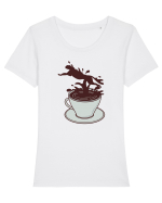 Coffee Cheetah Splash Tricou mânecă scurtă guler larg fitted Damă Expresser