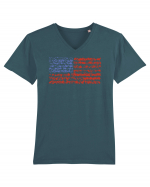 usa flag Tricou mânecă scurtă guler V Bărbat Presenter