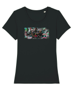abstract painting Tricou mânecă scurtă guler larg fitted Damă Expresser