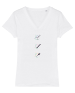 Coafeza Floral Tricou mânecă scurtă guler V Damă Evoker