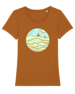 Singur în Natură Cu Cortul  Tricou mânecă scurtă guler larg fitted Damă Expresser
