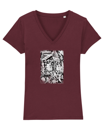 doodle cartoon ,life aspects Burgundy