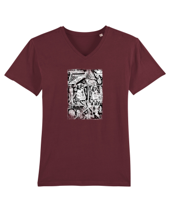 doodle cartoon ,life aspects Burgundy