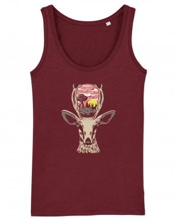 Deer Nature Burgundy