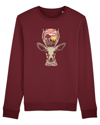 Deer Nature Burgundy