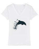 Dolphin Tricou mânecă scurtă guler V Damă Evoker