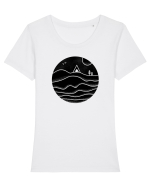 Singur în Natură Cu Cortul  Tricou mânecă scurtă guler larg fitted Damă Expresser