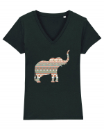 Ceramic Elephant Tricou mânecă scurtă guler V Damă Evoker