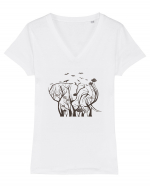 Elephant Tree Tricou mânecă scurtă guler V Damă Evoker