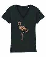 Flower Flamingo Tricou mânecă scurtă guler V Damă Evoker