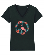 Peace Flamingo Tricou mânecă scurtă guler V Damă Evoker