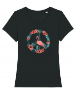 Peace Flamingo Tricou mânecă scurtă guler larg fitted Damă Expresser