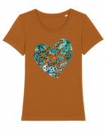 Blue heart and the fire inside Tricou mânecă scurtă guler larg fitted Damă Expresser