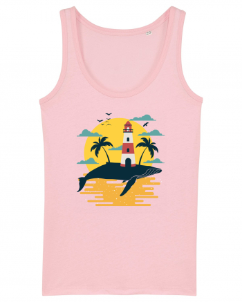 Whale Lighthouse Cotton Pink