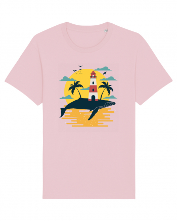 Whale Lighthouse Cotton Pink