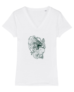 Balaurul 5. Tricou mânecă scurtă guler V Damă Evoker