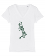Tennis Tricou mânecă scurtă guler V Damă Evoker