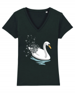 Swan Dandelion Tricou mânecă scurtă guler V Damă Evoker