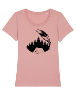 Cu Cortul în Pădure Tricou mânecă scurtă guler larg fitted Damă Expresser