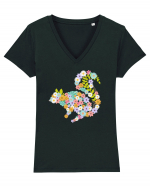 Squirrel Flower Tricou mânecă scurtă guler V Damă Evoker