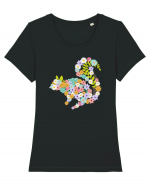 Squirrel Flower Tricou mânecă scurtă guler larg fitted Damă Expresser