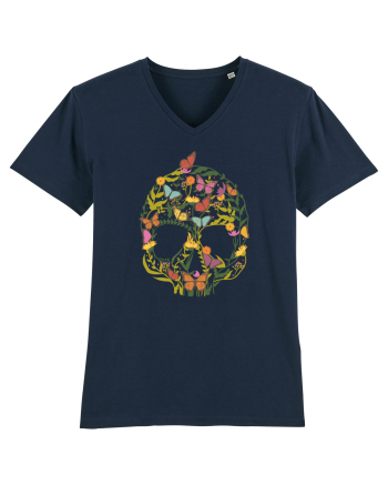 Butterfly Skull Flower French Navy