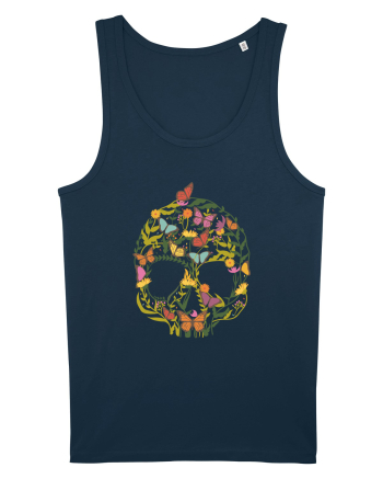 Butterfly Skull Flower Navy