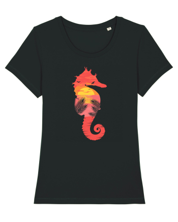 Sea Horse Beach Sunset Black